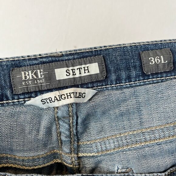BKE Jeans Mens 34x33 Blue Seth Straight Mid Rise Medium Wash Denim 34L - Picture 12 of 13